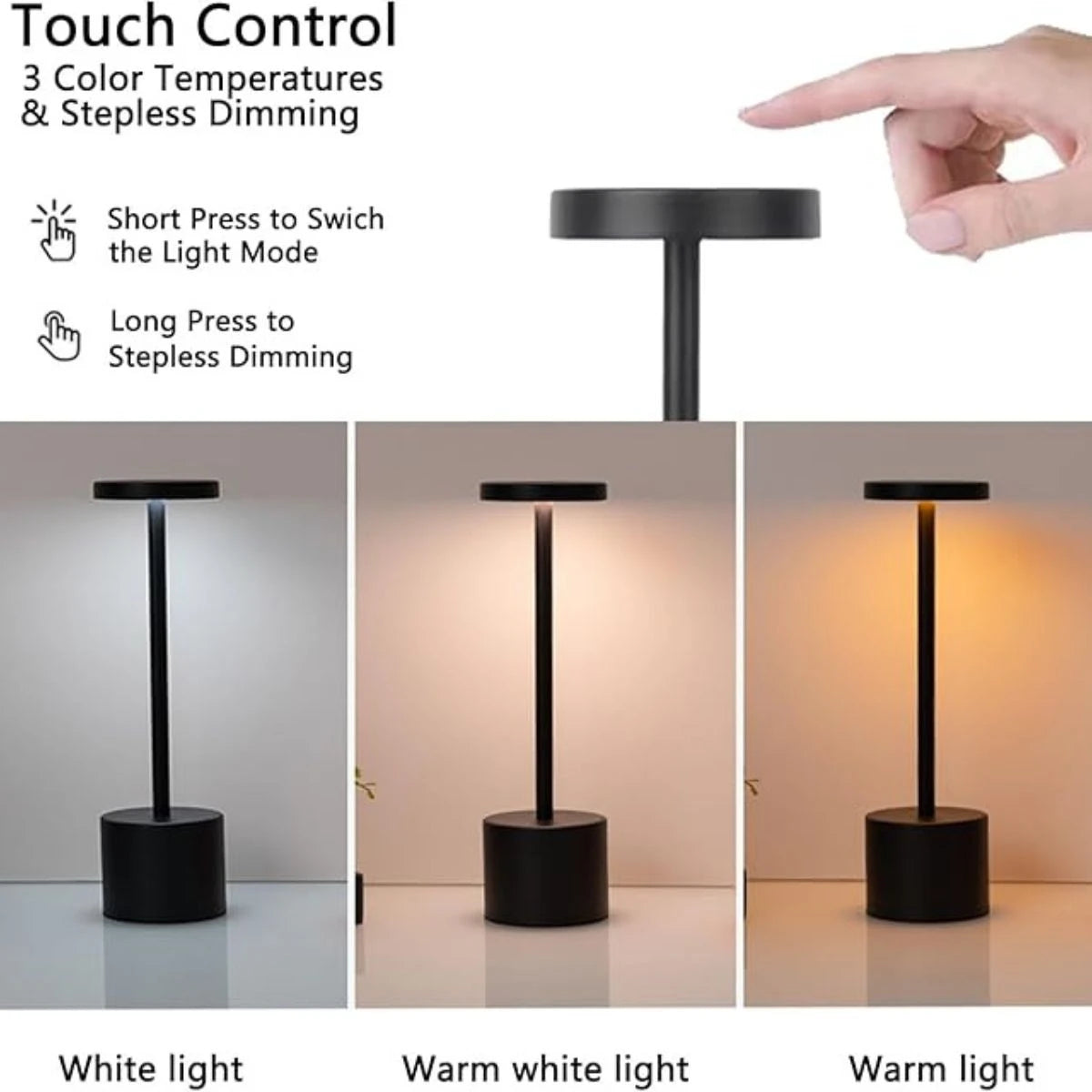 LED ambient desk lamp, USB charging, touch controlled dimmable indoor night light, suitable for home decoration bedside rooms