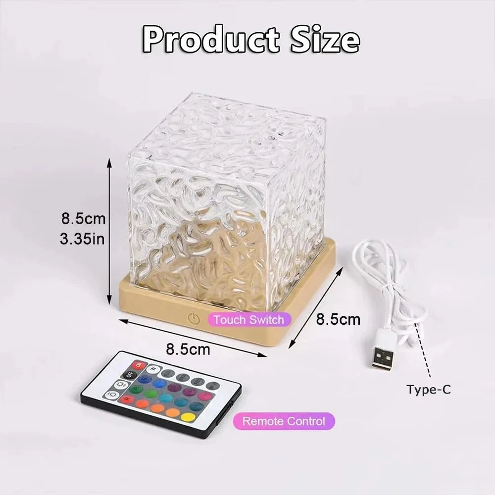 Crystal Water Ripple Night Lamp - 16 Colors