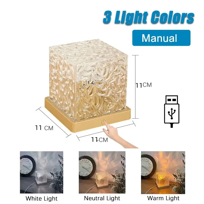 Crystal Water Ripple Night Lamp - 16 Colors