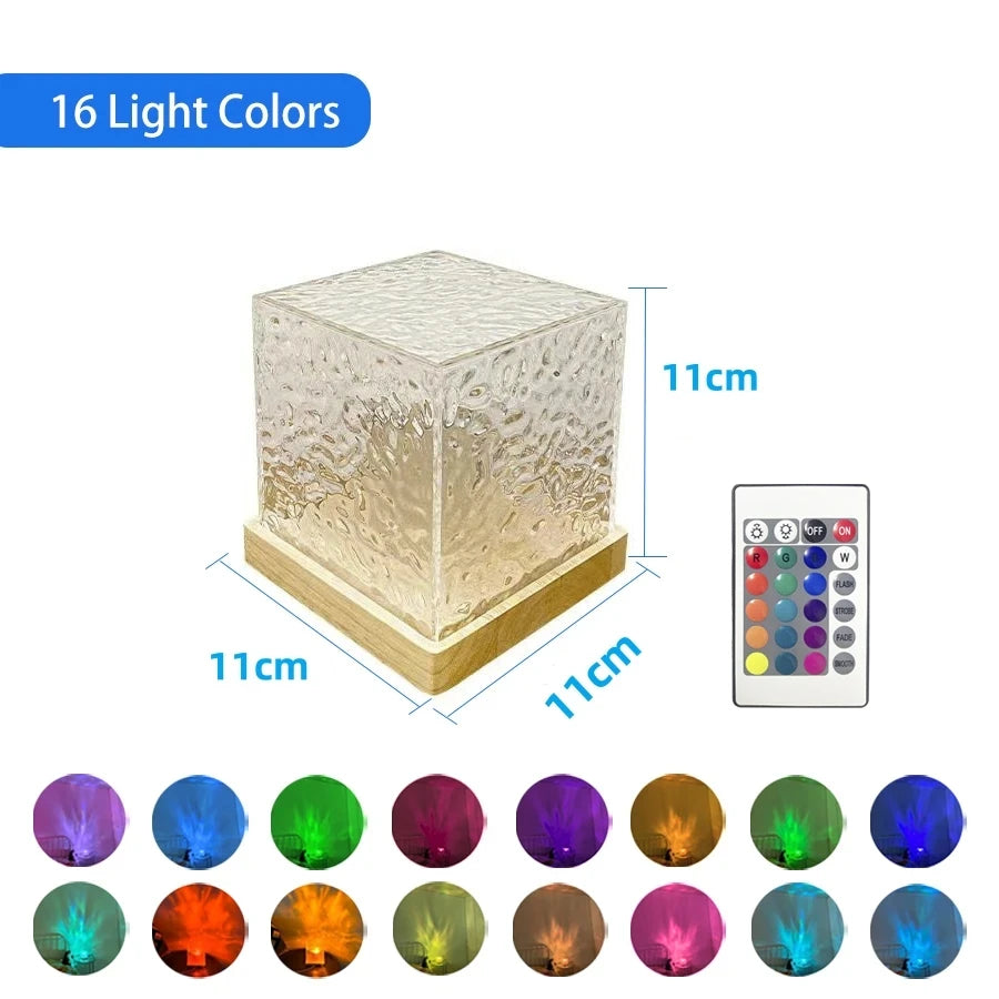 Crystal Water Ripple Night Lamp - 16 Colors